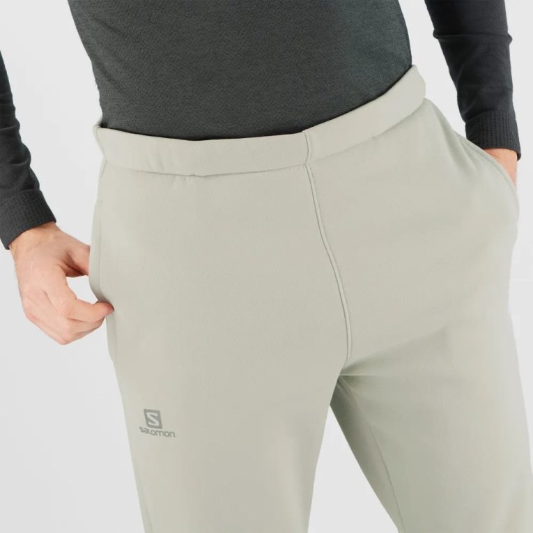 Light Grey Salomon Essential Warm Fleece Men's Sport Pants | PH 91504M